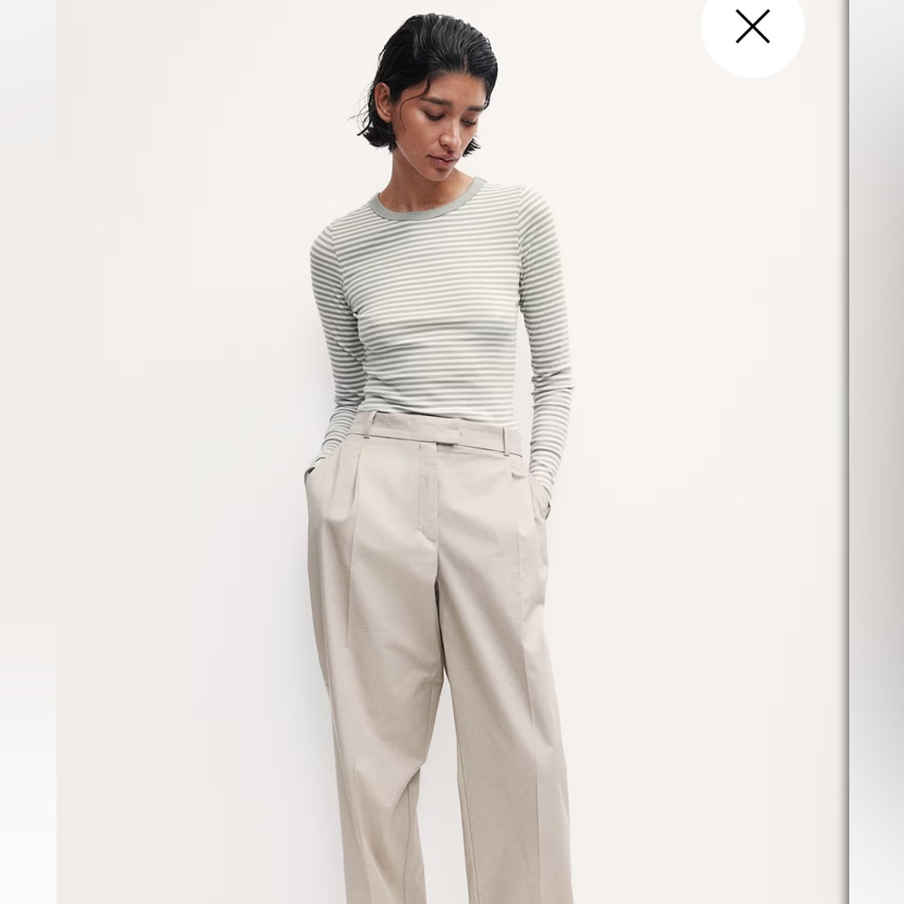 H&M Sage Striped Long Sleeve Top